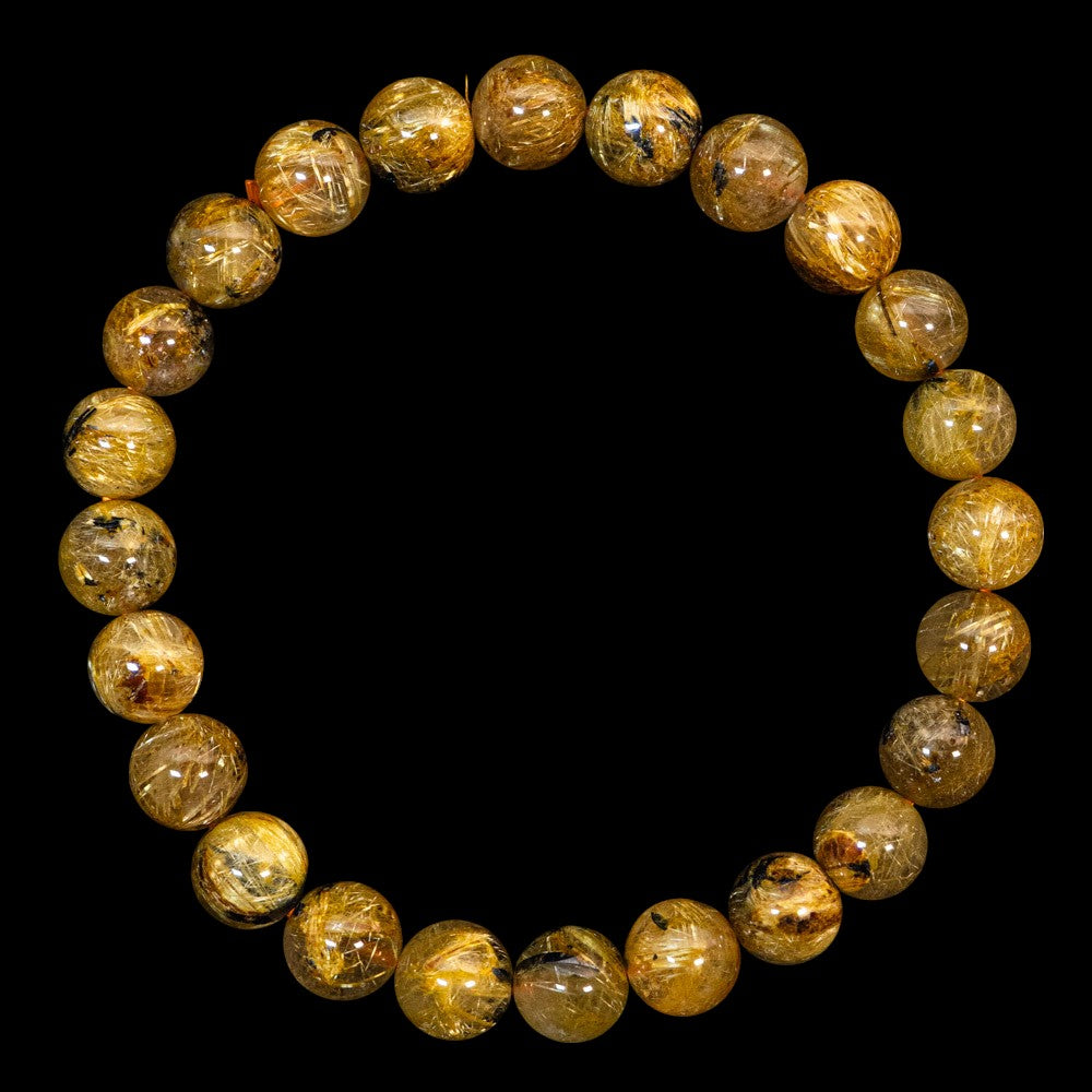 【8.5mm太陽ルチル(ヘマタイト/ルチル)】ルチルクォーツ 8.5mm玉 ブレスレット 手首サイズ16cm RQSD085-014