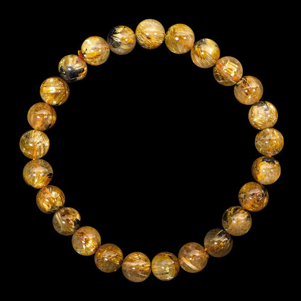 【8.0mm太陽ルチル(ヘマタイト/ルチル)】ルチルクォーツ 8.0mm玉 ブレスレット 手首サイズ16cm RQSD080-035