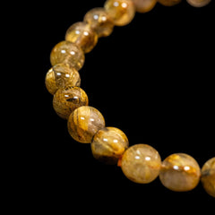 【8.0mm太陽ルチル(ヘマタイト/ルチル)】ルチルクォーツ 8.0mm玉 ブレスレット 手首サイズ16cm RQSD080-035