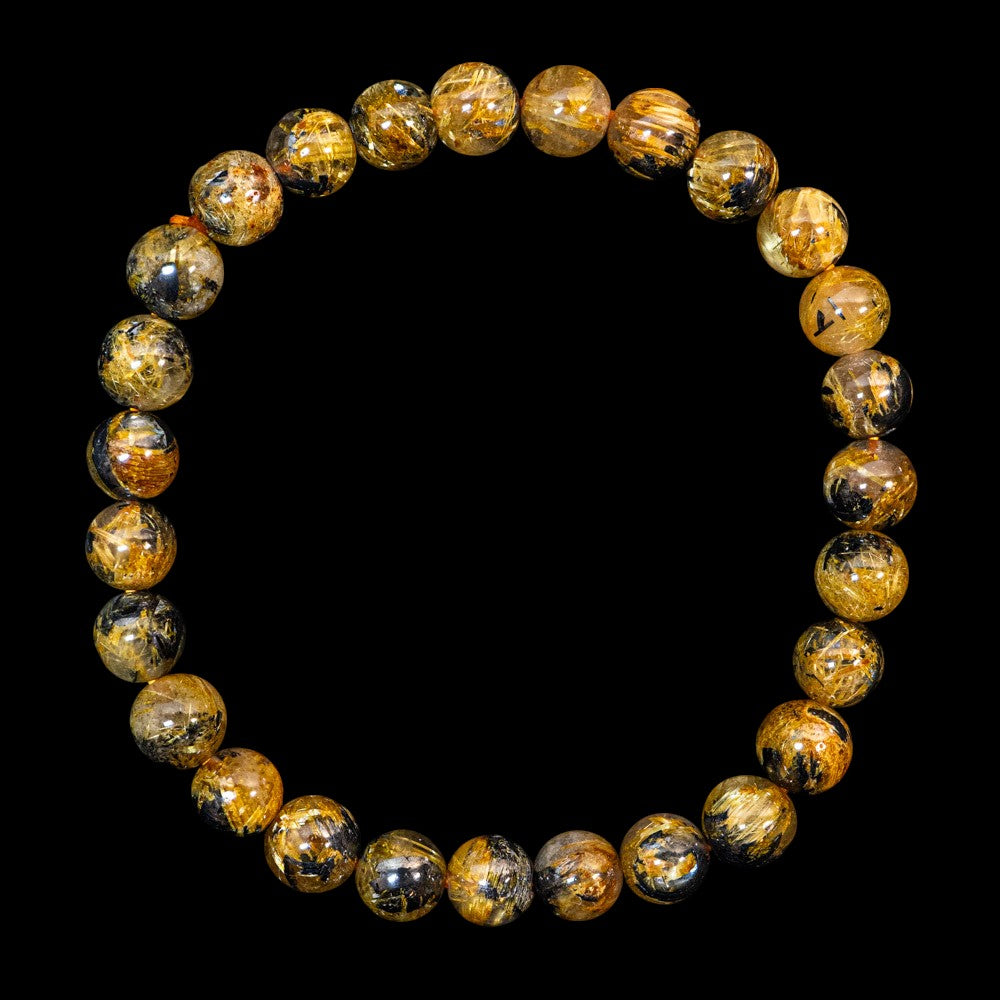 【7.0mm太陽ルチル(ヘマタイト/ルチル)】ルチルクォーツ 7.0mm玉 ブレスレット 手首サイズ16cm RQSD070-009