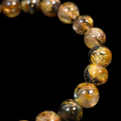 【7.5mm太陽ルチル(ヘマタイト/ルチル)】ルチルクォーツ 7.5mm玉 ブレスレット 手首サイズ16cm RQSD075-005