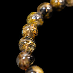 【7.5mm太陽ルチル(ヘマタイト/ルチル)】ルチルクォーツ 7.5mm玉 ブレスレット 手首サイズ16cm RQSD075-005