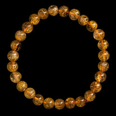 【7.0mmクリアタイプ ルチル】ルチルクォーツ 7.0mm玉 タイチン ブレスレット 手首サイズ16cm RQCT070-013