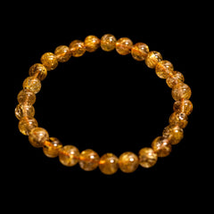 【7.0mmクリアタイプ ルチル】ルチルクォーツ 7.0mm玉 タイチン ブレスレット 手首サイズ16cm RQCT070-013