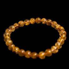 【7.0mmクリアタイプ ルチル】ルチルクォーツ 7.0mm玉 タイチン ブレスレット 手首サイズ16cm RQCT070-013