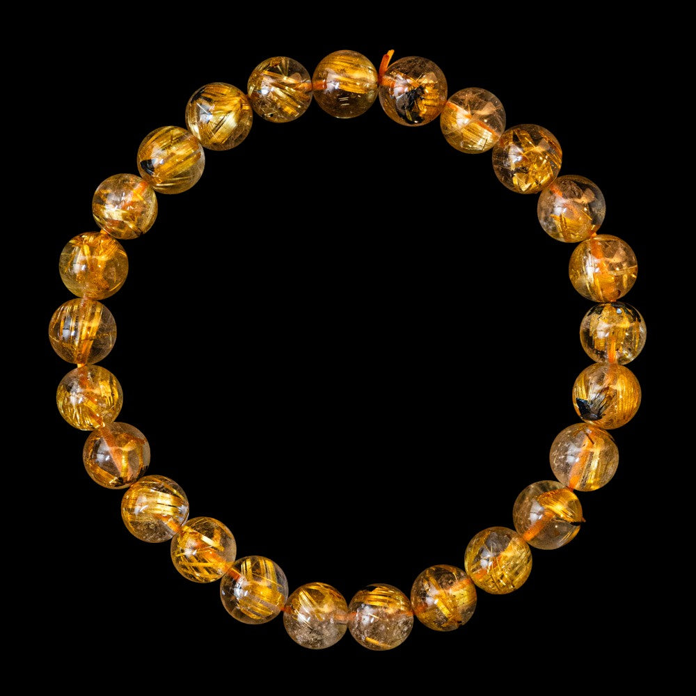 【7.8mmクリアタイプ ルチル】ルチルクォーツ 7.8mm玉 タイチン ブレスレット 手首サイズ16cm RQCT078-001