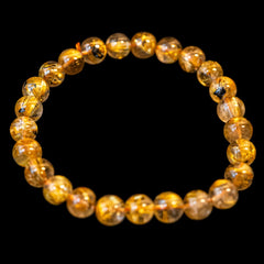 【7.8mmクリアタイプ ルチル】ルチルクォーツ 7.8mm玉 タイチン ブレスレット 手首サイズ16cm RQCT078-001