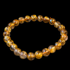 【7.8mmクリアタイプ ルチル】ルチルクォーツ 7.8mm玉 タイチン ブレスレット 手首サイズ16cm RQCT078-001