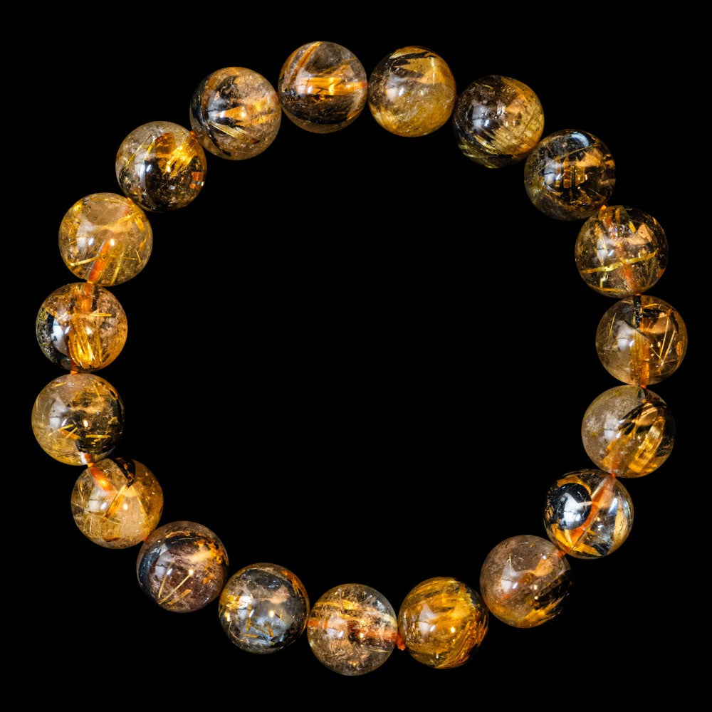 【10.5mm太陽ルチル(ヘマタイト/ルチル)】ルチルクォーツ 10.5mm玉 ブレスレット 手首サイズ16cm RQSD105-001