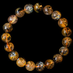 【10.5mm太陽ルチル(ヘマタイト/ルチル)】ルチルクォーツ 10.5mm玉 ブレスレット 手首サイズ16cm RQSD105-001