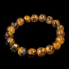 【10.5mm太陽ルチル(ヘマタイト/ルチル)】ルチルクォーツ 10.5mm玉 ブレスレット 手首サイズ16cm RQSD105-001