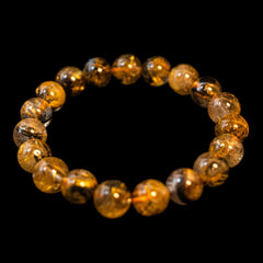 【10.5mm太陽ルチル(ヘマタイト/ルチル)】ルチルクォーツ 10.5mm玉 ブレスレット 手首サイズ16cm RQSD105-001