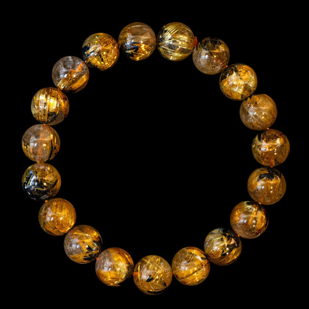 【10.5mm太陽ルチル(ヘマタイト/ルチル)】ルチルクォーツ 10.5mm玉 ブレスレット 手首サイズ16cm RQSD105-002