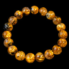 【10.5mm太陽ルチル(ヘマタイト/ルチル)】ルチルクォーツ 10.5mm玉 ブレスレット 手首サイズ16cm RQSD105-002