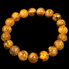 【10.5mm太陽ルチル(ヘマタイト/ルチル)】ルチルクォーツ 10.5mm玉 ブレスレット 手首サイズ16cm RQSD105-002