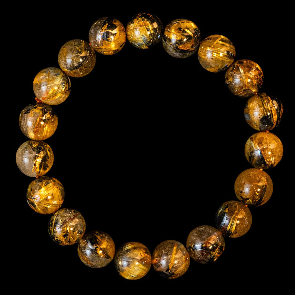 【11.0mm太陽ルチル(ヘマタイト/ルチル)】ルチルクォーツ 11.0mm玉 ブレスレット 手首サイズ16.5cm RQSD110-004