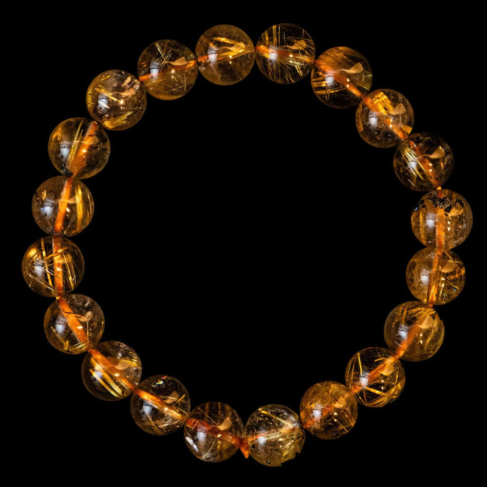 【9.5mm太陽ルチル(ヘマタイト/ルチル)】ルチルクォーツ 9.5mm玉 ブレスレット 手首サイズ16.5cm RQSD095-004