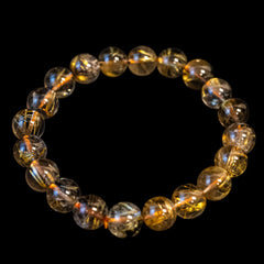 【9.5mm太陽ルチル(ヘマタイト/ルチル)】ルチルクォーツ 9.5mm玉 ブレスレット 手首サイズ16.5cm RQSD095-004