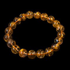 【9.5mm太陽ルチル(ヘマタイト/ルチル)】ルチルクォーツ 9.5mm玉 ブレスレット 手首サイズ16.5cm RQSD095-004