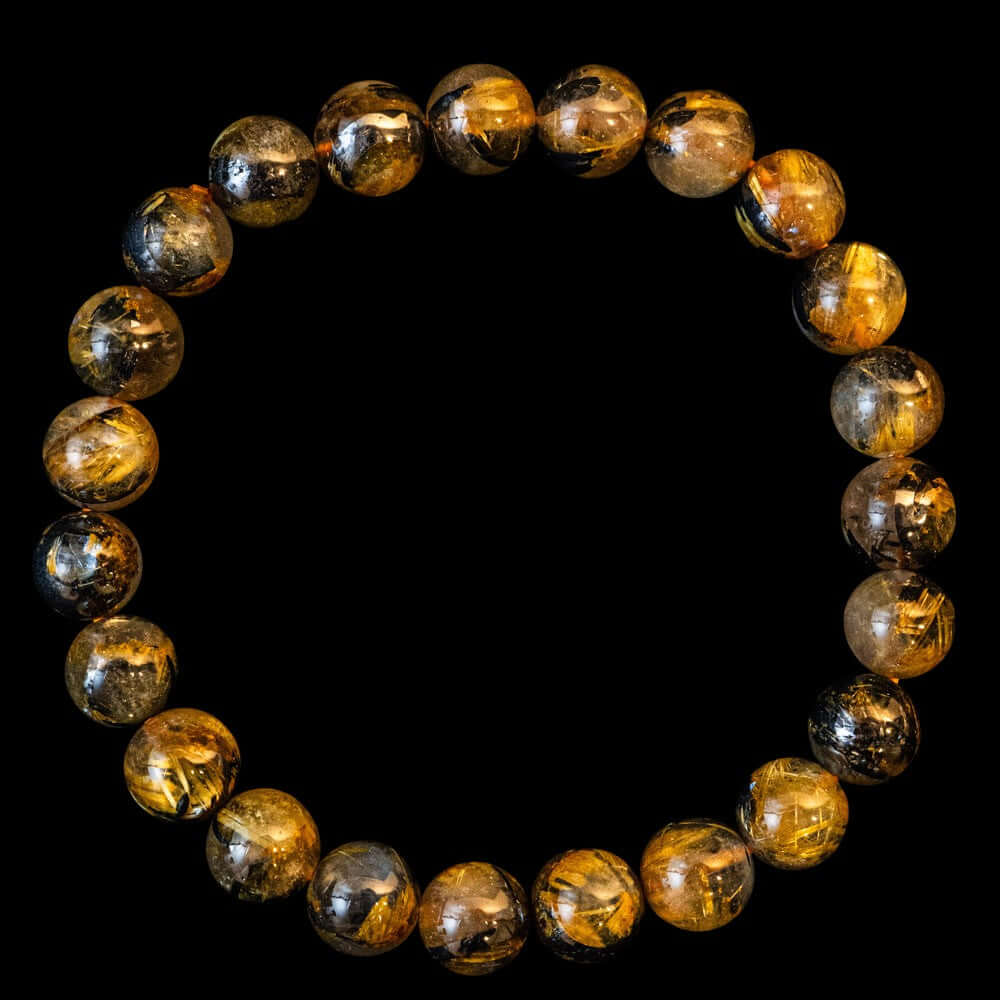 【8.8mm太陽ルチル(ヘマタイト/ルチル)】ルチルクォーツ 8.8mm玉 ブレスレット 手首サイズ16cm RQSD088-004