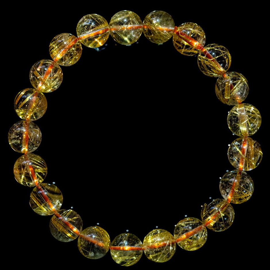 新品 未使用 天然 ヘマタイトインルチルクォーツ 9mm ゴールドルチル ルチルクォーツ｜現地から直接仕入れ 9mm〜高品質ブラジル産ルチル