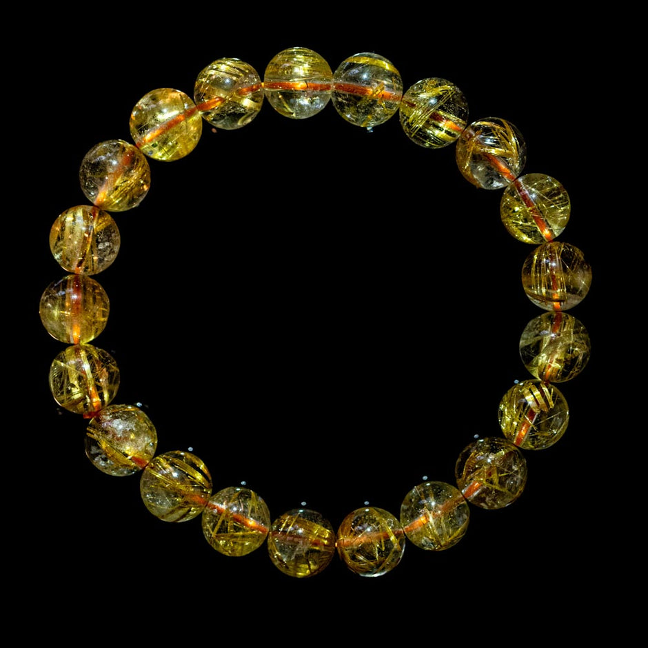 新品 未使用 天然 ヘマタイトインルチルクォーツ 9mm ゴールドルチル ルチルクォーツ｜現地から直接仕入れ 9mm〜高品質ブラジル産ルチル