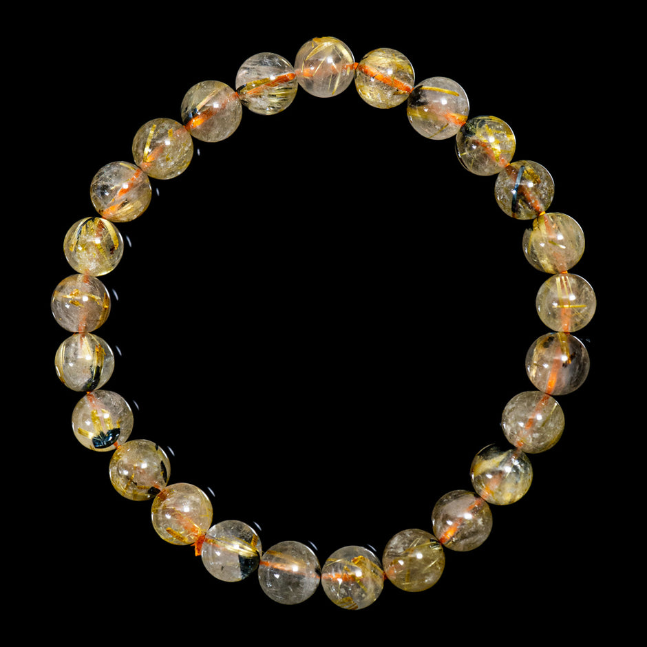 金運強　太陽放射ルチルブレスレット　ヘマタイト　ルチルクォーツ　17 太陽放射ルチル【ルチル専門店クォーツラボ】ヘマタイト核の希少