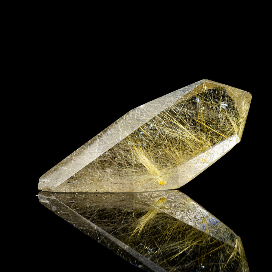 ルチルクォーツ原石 約50ミリ×約23ミリ円柱型 厳選一点物/超希少/ルチルの内包量が多い/ポイント状に結晶した