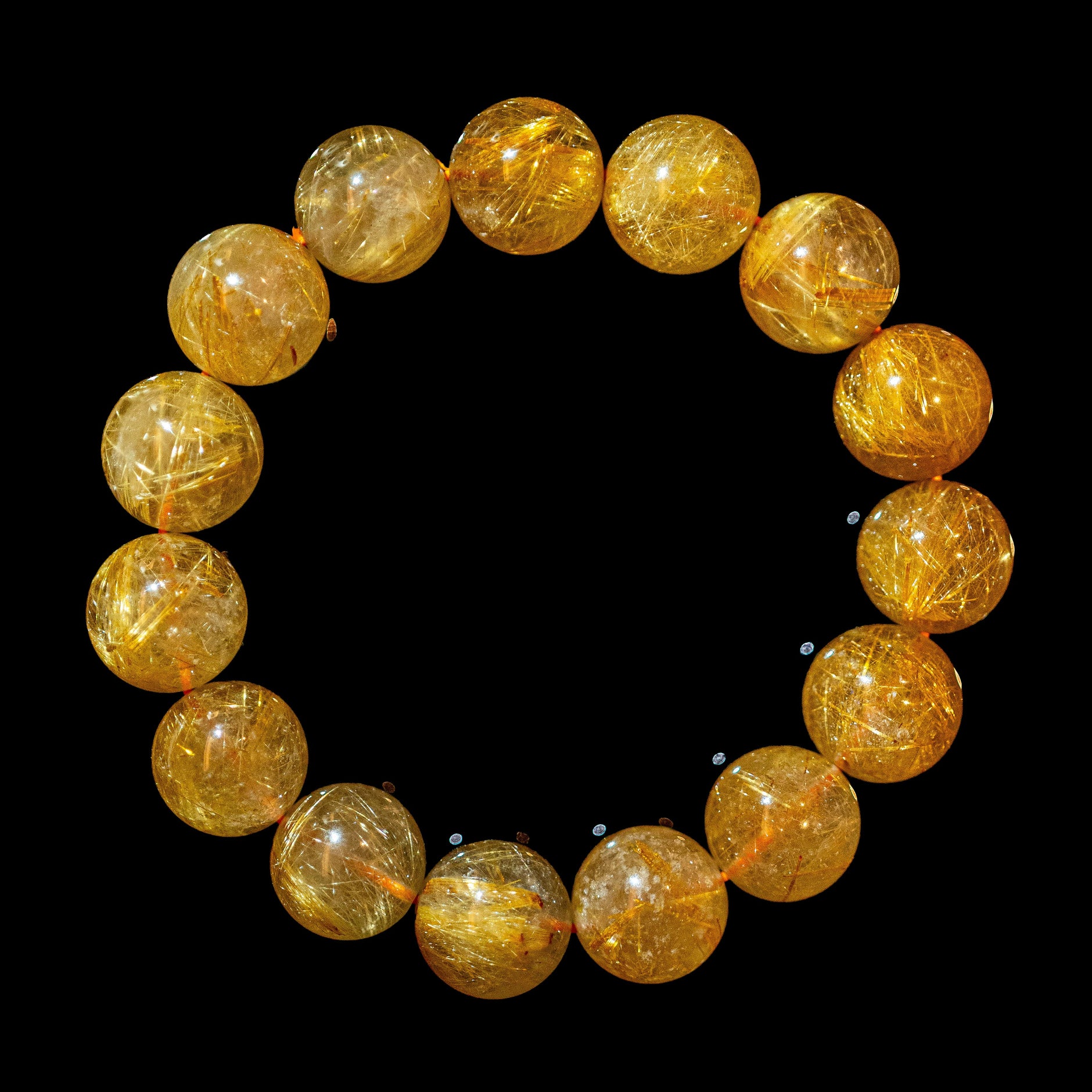 専用【極上，美品】濃密ゴールドルチルクォーツ　１４㎜ 高品質/クリアタイプ】ゴールドルチルクォーツ 15mm～15.5mm玉