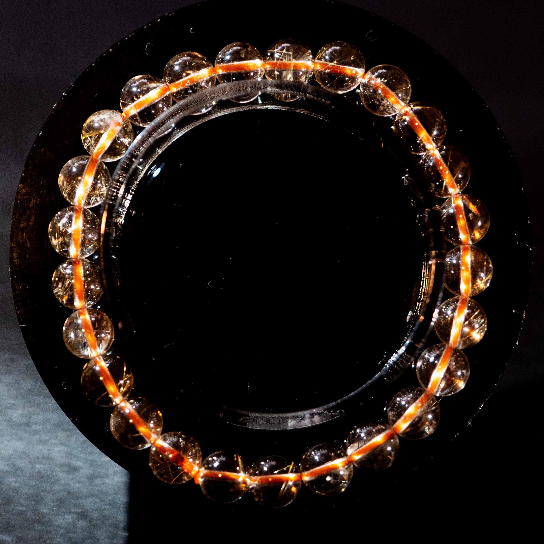 ✨透明!! タイチンルチルクォーツ ブレスレット 10mm ヘマタイトイン S2 ✨透明!! タイチンルチルクォーツ ブレスレット 10mm ヘマタイトイン