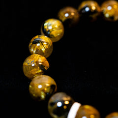 太陽放射ルチル　ケース付　46mm✖️37mm 厚さ10mm 高品質】太陽放射タイチンルチルクォーツ 7mm玉 ブレスレット