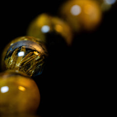 太陽放射ルチル　ケース付　46mm✖️37mm 厚さ10mm 12mm迫力満点太陽放射ルチル】ルチルクォーツ 12mm玉 タイチン