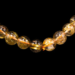【7mmクリアタイプゴールドルチル】ルチルクォーツ 7mm玉 タイチン ブレスレット 手首サイズ15.5cm